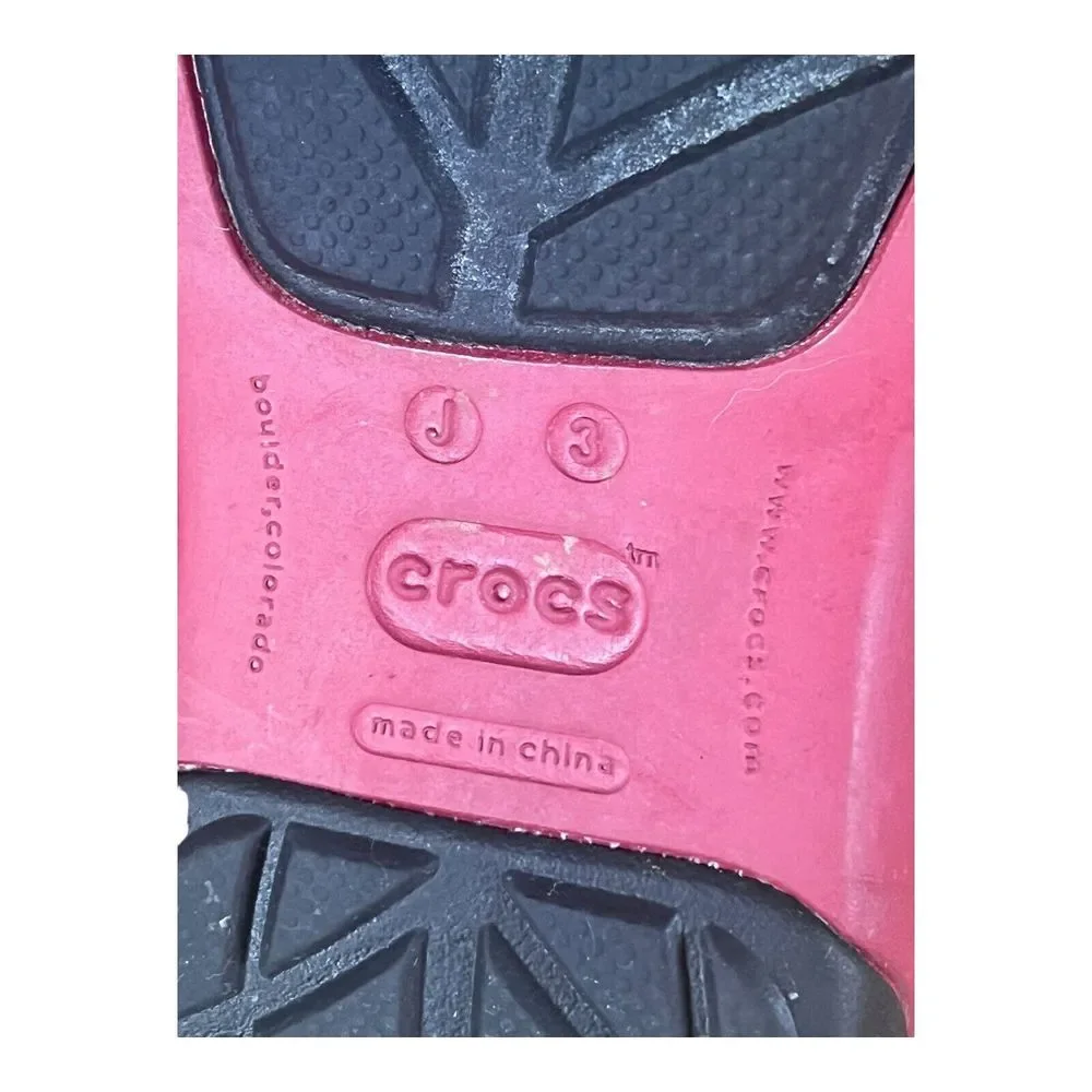 Crocs Size J 3 Kids Red Brown‎ Lined Shoes Grip Bottom